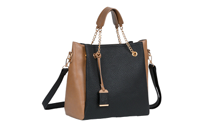 BULLDOG TOTE PURSE W/HOLSTER BLK/TAN, SKU BDP-061