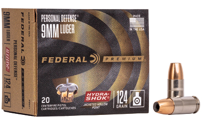 FED HYDRA-SHOK 9MM 124GR HP 20/500, SKU FE9HS1