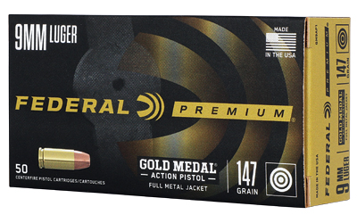 FED GLD MDL ACT 9MM 147GR FMJ 50/500, SKU FEGM9AP1