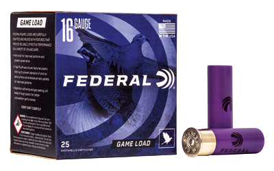 FED GAME LOAD 16GA 2 3/4" #8 25/250, SKU FEH1608