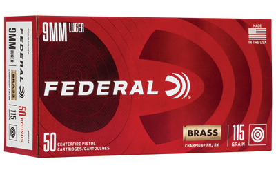 FED CHAMP 9MM 115GR FMJ BRS 50/1000, SKU FEWM5199