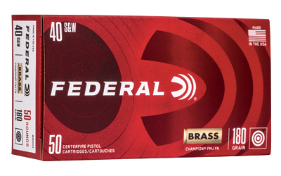 FED CHAMP 40S&W 180GR FMJ BRSS 50/1, SKU FEWM5223