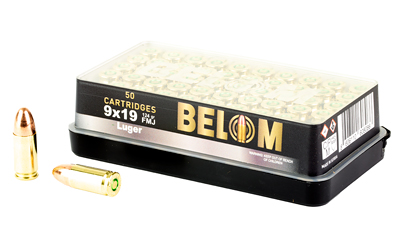 BELOM 9MM 124GR FMJ BRASS 50/1000, SKU GLOBEL8606110608086