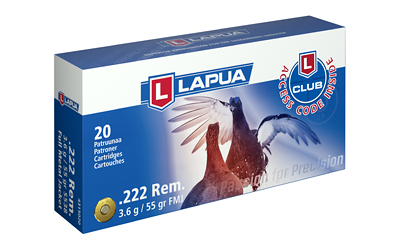 LAPUA 222 REM 55GR FMJ 20/600, SKU LAP4315021