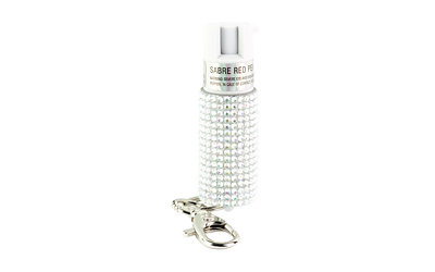 SABRE JEWELED SPRAY W/KEY RING SLV, SKU SABKR-J-WH-02