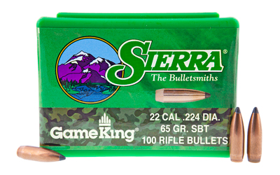 SIERRA GAMEKING .224 65GR 100CT, SKU SIER1395