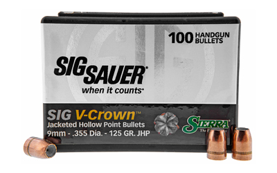 SIERRA V-CROWN 9MM 125GR JHP, SKU SIER9925