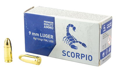 SCORPIO AMMO 9MM 124GR FMJ 50/1000, SKU STVS9MM124F