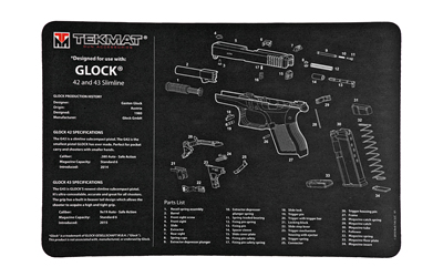 TEKMAT PISTOL MAT FOR GLK 42/43 BLK, SKU TEKR17-GLOCK-42-43