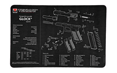 TEKMAT PISTOL MAT FOR GLK GEN 4 BLK, SKU TEKR17-GLOCK-G4