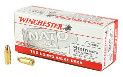 WIN USA 9MM NATO 124GR FMJ 150/750, SKU WNUSA9NATOY