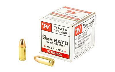 WIN USA 9MM NATO 124GR FMJ 50/1000, SKU WNW9NATO50